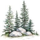 Woodland animals and Pine Trees - Fabric Nursery Wall Art Decals