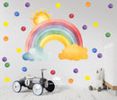 Watercolor Rainbow & Dots - Fabric Nursery Wall Art Decals