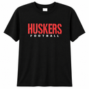 Youth Huskers Football T-Shirt | Black | Multiple Sizes | Lou's Sporting Goods | 25N22YBT