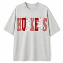 Huskers Sewn Appliqué Gray Patchwork Licensed Youth Shirt | Multiple Sizes | H.Flynn Designs