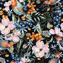 Dark Wallpaper with Berries and Birds
