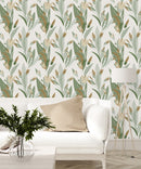 Green and Brown Flowers with Hearts Wallpaper