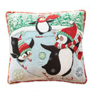 Set of 2 Skating Penguins Christmas Throw Pillow Covers