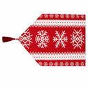 Snowflakes on Red Pattern Christmas Tablecloth Holiday Runner 76.5 Inches
