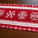 Snowflakes on Red Pattern Christmas Tablecloth Holiday Runner 76.5 Inches