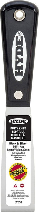 Hyde 02050 1-1/4" Black & Silver Stiff Putty Knife