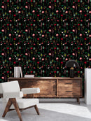 Elegant Black Wallpaper with Wildflowers Smart