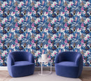 Exotic Flowers with Blue Leaves Wallpaper