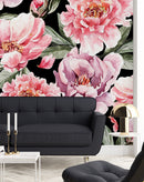 Voguish Dark Wallpaper with Pink Flowers Smart