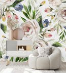 Stylish Beige Floral Wallpaper Contemporary