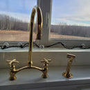 Unlacquered Solid Brass Kitchen Faucet With Sprayer