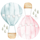 Rainbow Hot Air Balloons Set - Fabric Nursery Wall Art Decals