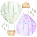 Rainbow Hot Air Balloons Set - Fabric Nursery Wall Art Decals