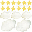 Sun, Moon, Clouds, and Stars - Fabric Nursery Wall Art Decals