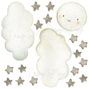 Sun, Moon, Clouds, and Stars - Fabric Nursery Wall Art Decals