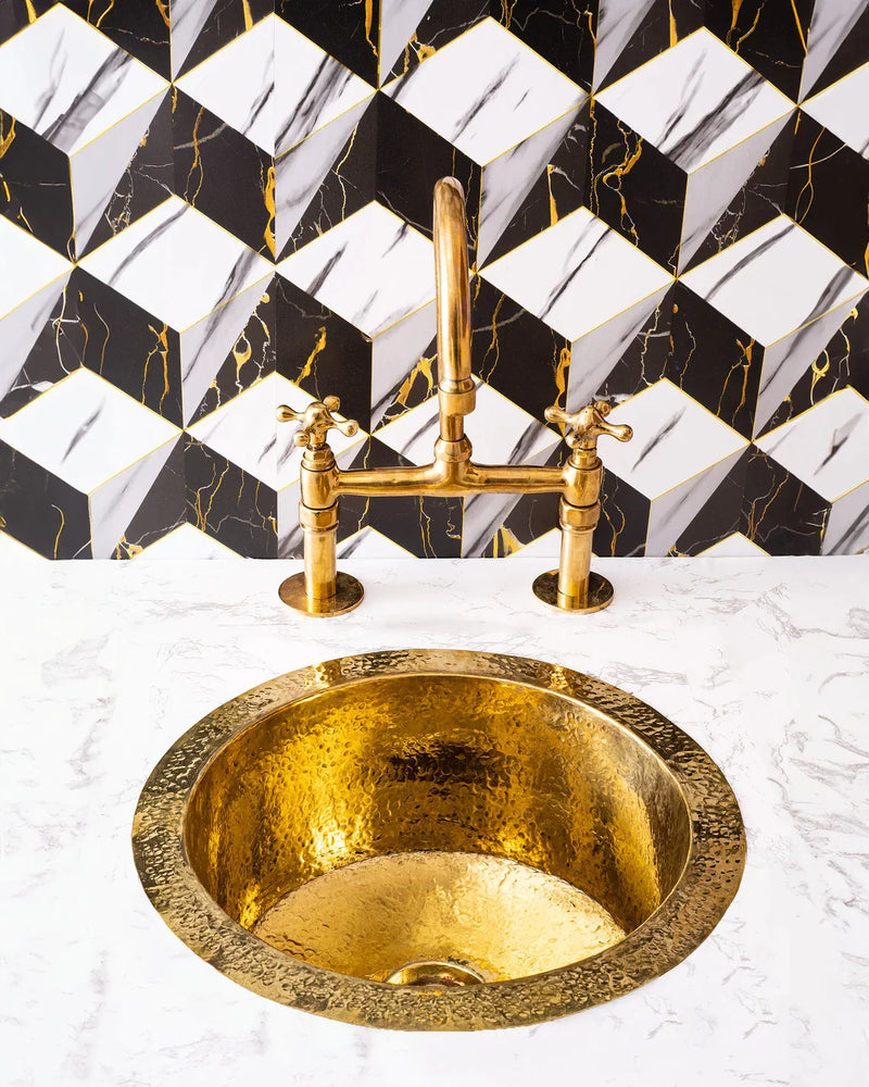 Unlacquered Brass Drop in Kitchen Sink - Undermount Bar Sink