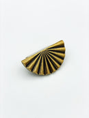 Reeded Antique Brass "Half-Daisy" Round Cabinet Knob