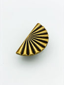 Reeded Antique Brass "Half-Daisy" Round Cabinet Knob