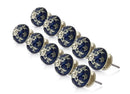 Floral  1-3/5 in. Blue & White Cabinet Knob (Pack of 10)