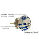 Mascot Hardware Flowered Elegant 1-3/5 in. Blue & Cream Cabinet Knob (Pack of 10)