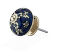 Floral  1-3/5 in. Blue & White Cabinet Knob (Pack of 10)