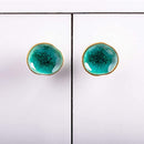 Mascot Hardware Ceramic Round 1-2/3 in. Green & Gold Drawer Cabinet Knob