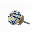Mascot Hardware Flowered Elegant 1-3/5 in. Blue & Cream Cabinet Knob (Pack of 10)
