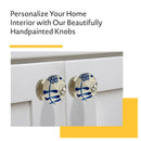 Mascot Hardware Flowered Elegant 1-3/5 in. Blue & Cream Cabinet Knob (Pack of 10)