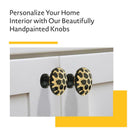 Mascot Hardware Stone Pattern Round 1-3/10 in. Black on Distressed Yellow Cabinet Knob