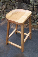 Oak Barstool, Counter Height Stool, Reclaimed Wood Tractor Seat Stool, Backless Bar Stool, Scooped Seat Kitchen Stool