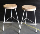 Counter Stools, Bar Stools Counter Height, Backless Bar Stools, Vintage Factory Stools, Industrial Wood Bar Stool With 3 Metal Legs, Danish