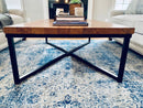 The Campbell Industrial Style Coffee Table, Extra Large Coffee Table, Reclaimed Wood and Metal Custom Coffee Table, Reclaimed Wood Table