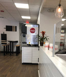 Bolt Down Bar Stools, Floor Mounted Bar Stools, Industrial Bolt Down Bar Stools With Pill Shaped  Foot Rest, Restaurant Bolt Down Bar Stools