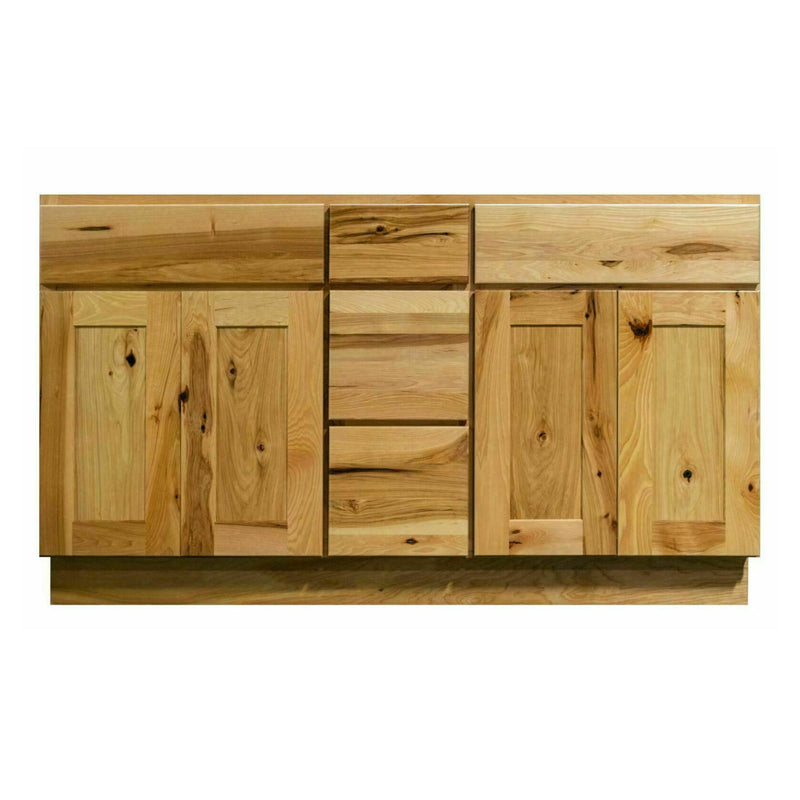 54 Inch Hickory Shaker Double Sink Bathroom Vanity with Drawers