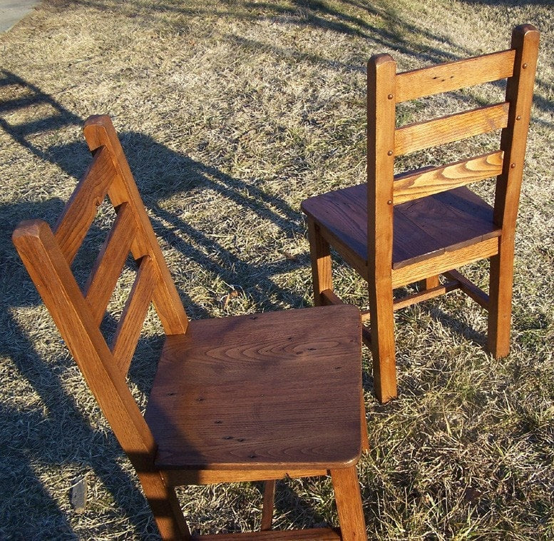 Kitchen Chair, Wood Dining Chair, Ladderback Chair, Farmhouse Dining Chair, Rustic Side Chair, Wormy Chestnut Chair, Chair With Back