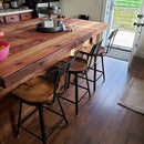 FREE SHIPPING -- Scooped Seat Bar Stools With Backs, Counter Height Stools, Brew Haus Industrial Bar Stools, Reclaimed Wood Bar Stools