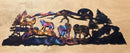 Wolf Pack with Mountains, Trees and Moon Metal Art Sculpture (
