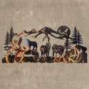 Wolf Pack with Mountains, Trees and Moon Metal Art Sculpture (