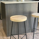 Counter Stools, Bar Stools Counter Height, Backless Bar Stools, Vintage Factory Stools, Industrial Wood Bar Stool With 3 Metal Legs, Danish