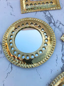 Set of 14 , 7  Small Brass Mirror - Small Decorative Wall Mirrors