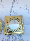 Set of 14 , 7  Small Brass Mirror - Small Decorative Wall Mirrors