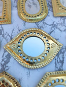 Set of 14 , 7  Small Brass Mirror - Small Decorative Wall Mirrors