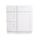 30 Inch White Shaker Single Sink Bathroom Vanity with Drawers on the Left
