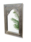 Moroccan Handmade Silver Wall Mirror with Engravings
