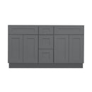 60 Inch Grey Shaker Double Sink Bathroom Vanity with Drawers