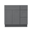 36 Inch Grey Shaker Single Sink Bathroom Vanity with Drawers on the Right