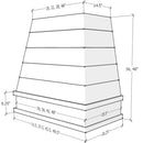 Stained Gray Wood Range Hood With Tapered Shiplap Front and Block Trim - 30", 36", 42", 48", 54" and 60" Widths Available