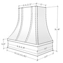 White Range Hood With Curved Strapped Front and Block Trim - 30", 36", 42", 48", 54" and 60" Widths Available