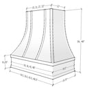 Navy Blue Range Hood With Curved Strapped Front and Decorative Trim - 30", 36", 42", 48", 54" and 60" Widths Available