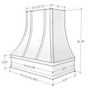 Espresso Range Hood With Curved Strapped Front and Decorative Trim - 30", 36", 42", 48", 54" and 60" Widths Available